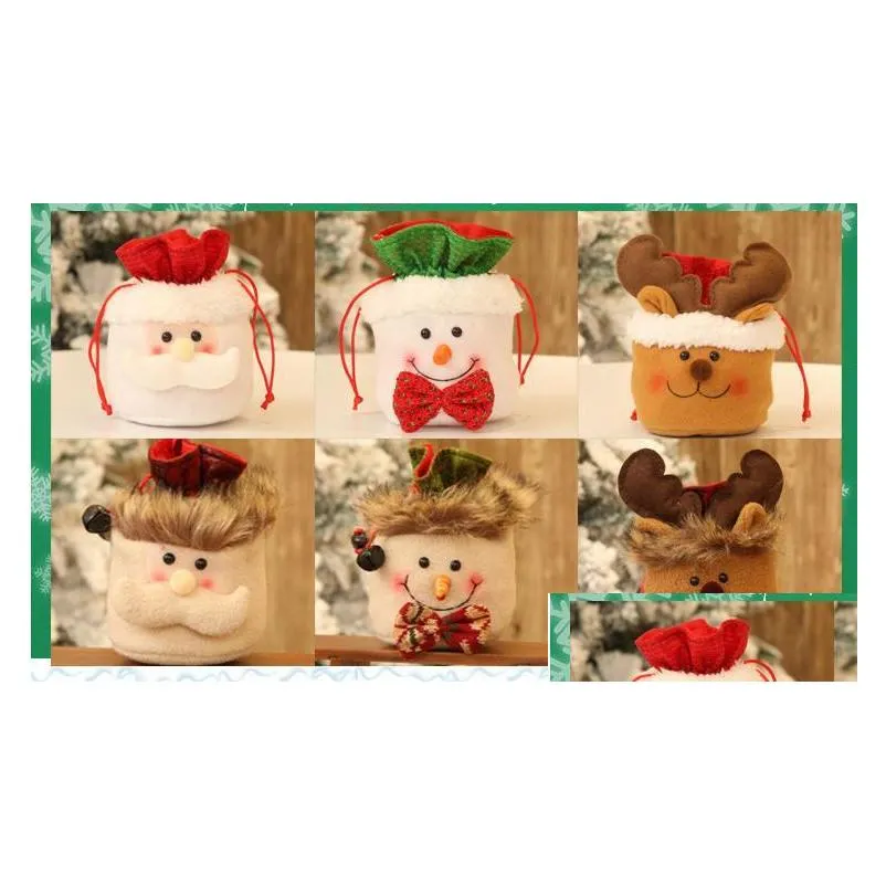 ups christmas candy bag gift drawstring bags santa claus snowman elk bag xmas tree decoration gift  candy pouch