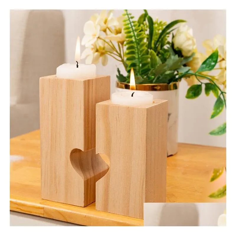 natural wood tea light candle holders heartshaped romantic candle holders cute decorative wedding decor home decor