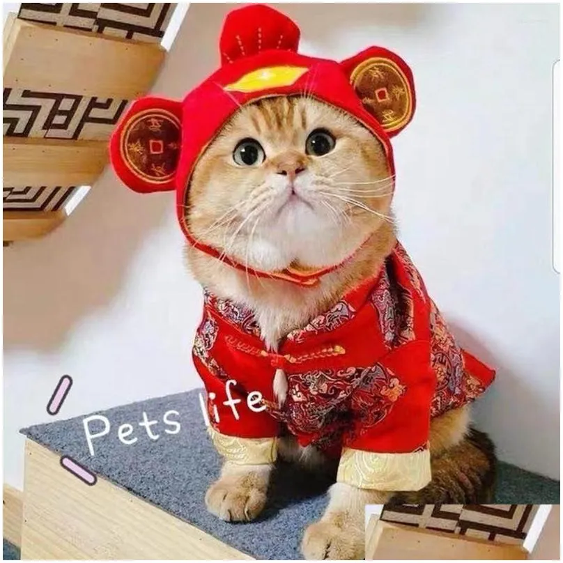 dog apparel pet chinese tang suit style warm jacket winter cat clothes coat clothing year for dogs