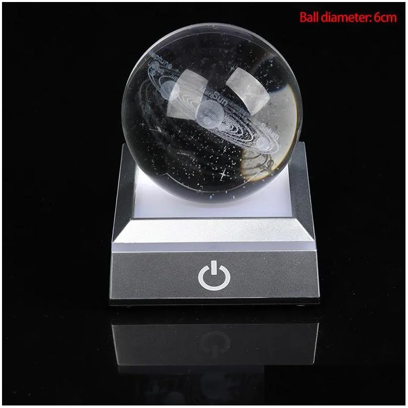 novelty items 60cm/80cm k9 crystal solar system planet globe 3d laser engraved sun ball with touch switch led light base astronomy