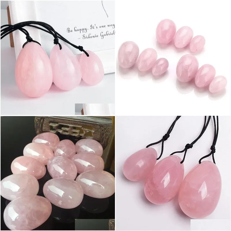 decorative objects figurines drilled jade eggs natural rose quartz yoni egg for kegel exercise crystal sphere vaginal ben wa ball