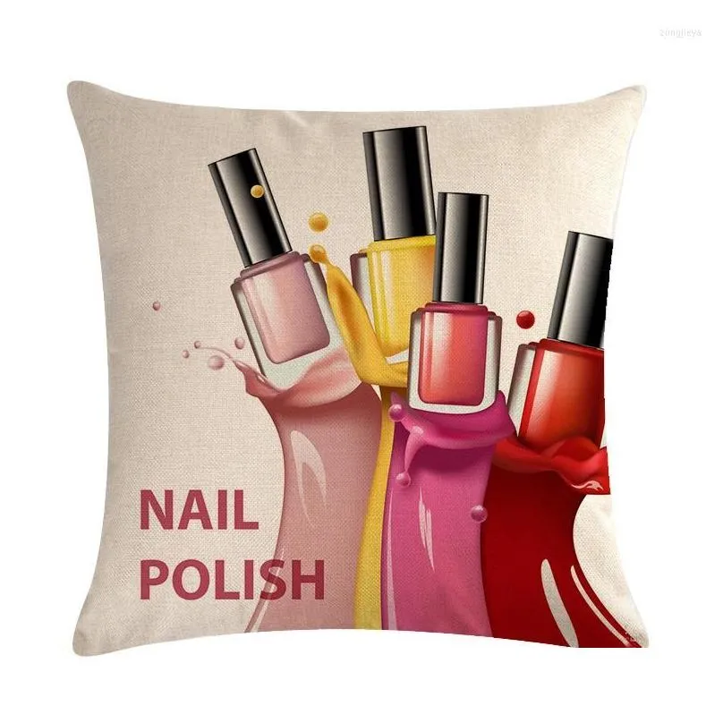 pillow case highend luxury nail polish lipstick perfume print linen casual decoration pillowcase home bedroom el car