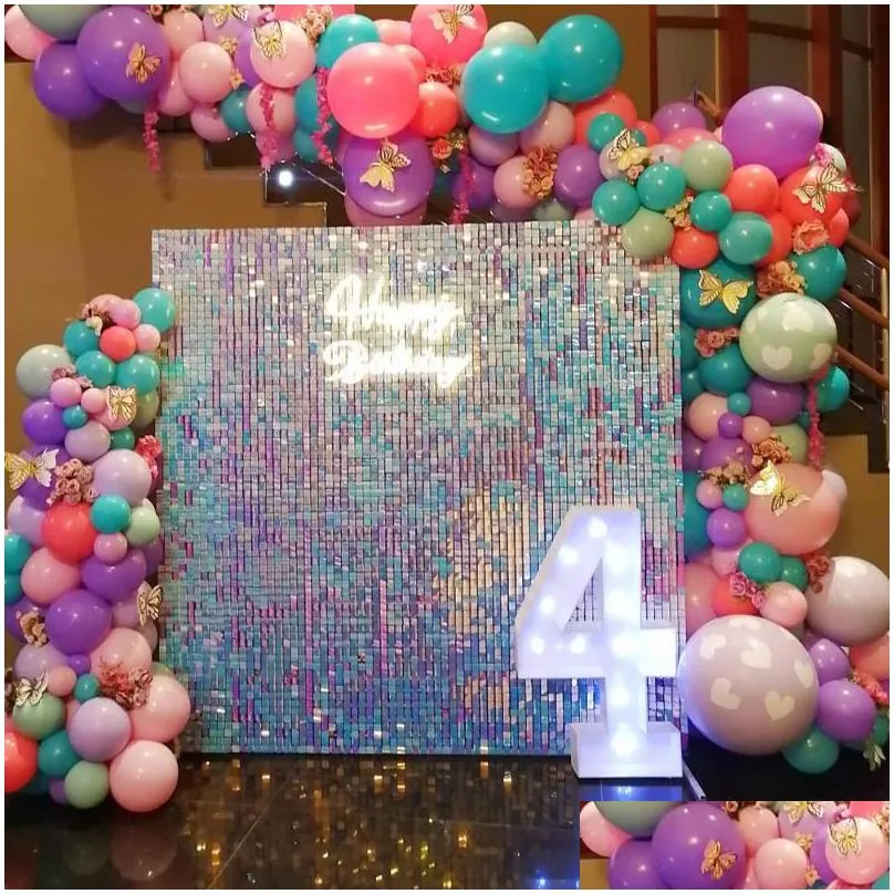 party decoration iridescent sequin backdrop glitter shimmer square panel wall wedding decor baby shower birthday