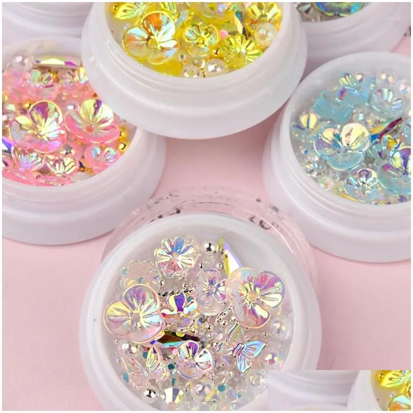 Nail Art Decorations 1 Box 3D Butterfly Acrylic Flower Jewelry Decors Tips Nails Manicure Accessorie