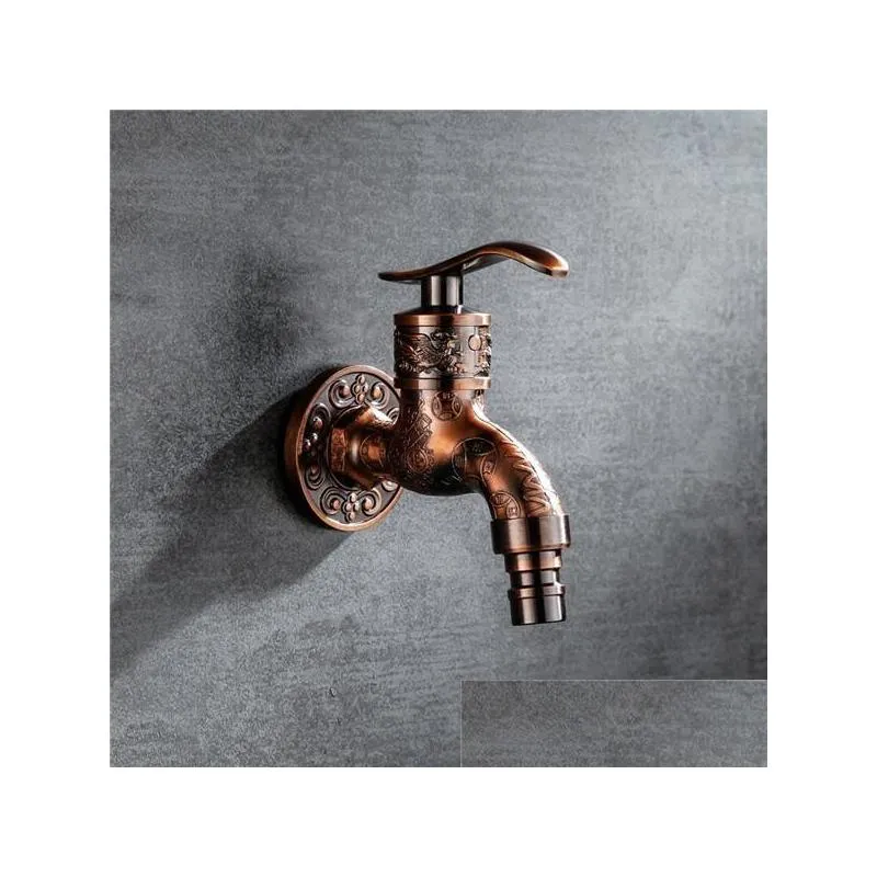 carved wall mount zinc alloy antique bibcock garden wash basin faucet decorative outdoor mop taps torneira parede bathroom sink