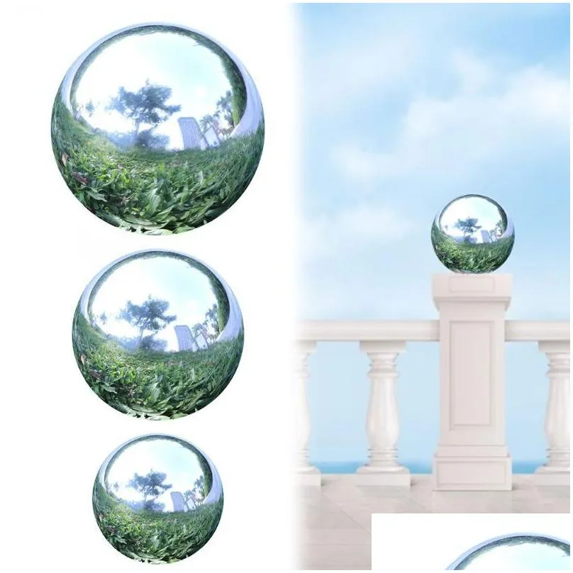 novelty items 3pcs stainless steel mirror sphere garden ball gazing balls polished hollow home el ornament decoration