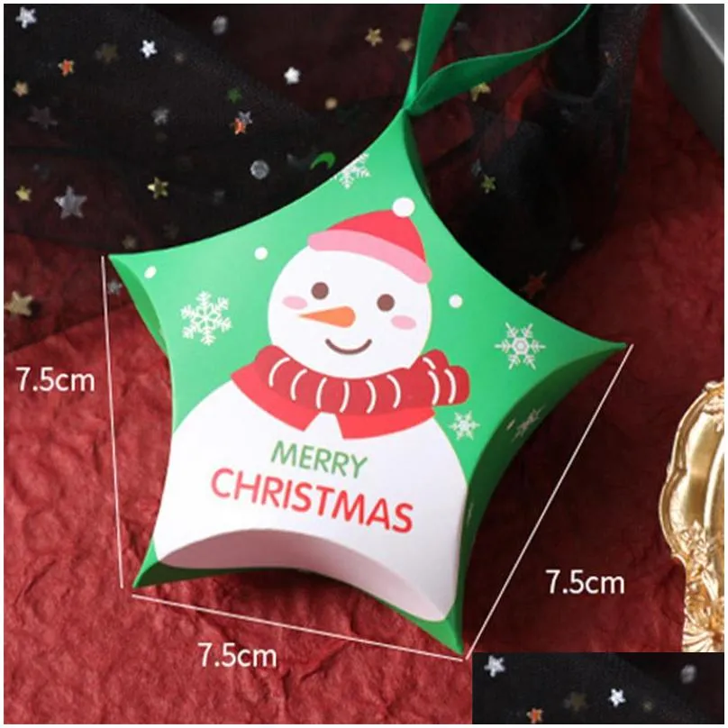 creative christmas candy box color printing xmas decorations box with handle rope star candy gifts boxes