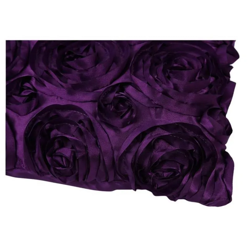 pillow case purple satin rose flower square cushion pillowcase cover