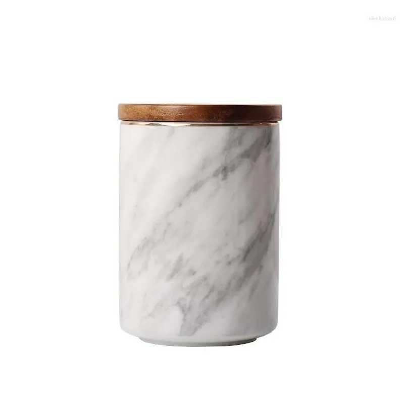 storage bottles ceramic jars with lid golden stroke candy jar european marble texture cereal dispenser cosmetic container home