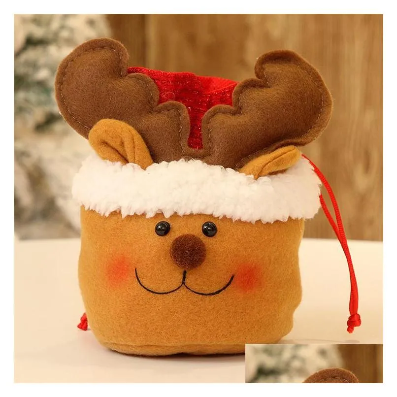 ups christmas candy bag gift drawstring bags santa claus snowman elk bag xmas tree decoration gift  candy pouch