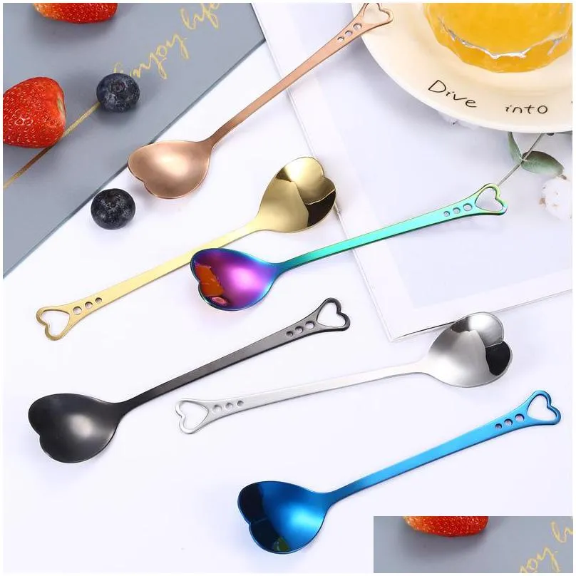 love heart shaped spoon party favor colorful ice cream coffee tea stir spoons for party wedding supplies kitchen accessories