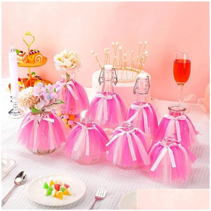 party decoration wine vase tutu skirt wedding christening baptism bridal baby shower bachelorette birthday table centerpiece