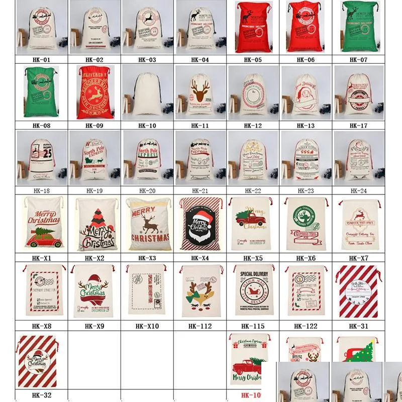 2022 christmas gift bag with reindeer santa claus sack cotton environmental protection bundle mouth canvas moose xmas bag for year