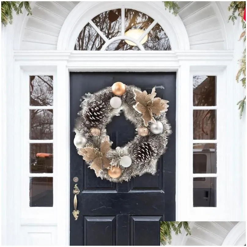decorative flowers lambs ear wreath small simple christmas silver grey rattan circle for the front door 18 inches