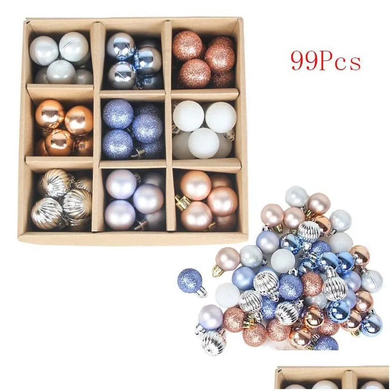 party decoration 2022 year 99pcs 3cm christmas tree balls pendant ornament plastic hanging ball home xmas gift