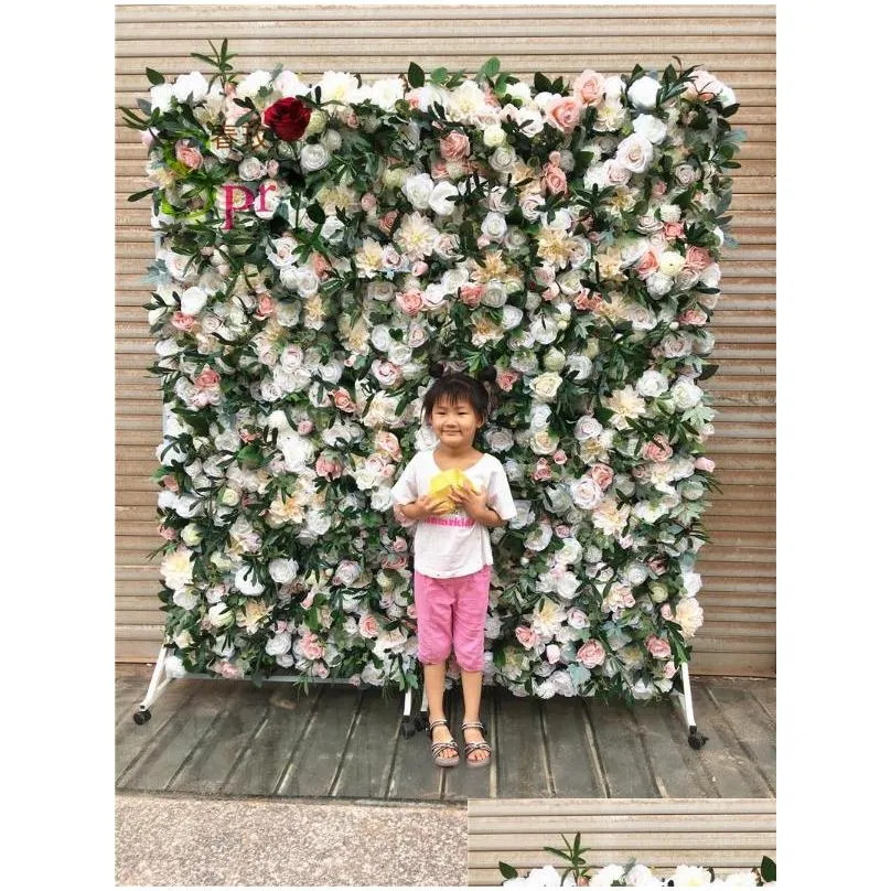 customized 3d effects mix plant flower wall mats artificial florals rose panel for yoga shop decoration1