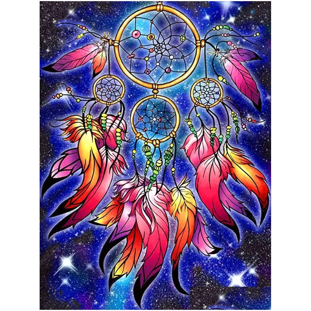 diamond painting 5d diy dreamcatcher picture embroidery animalwolf cross stitch home decoration wall art handmade gift