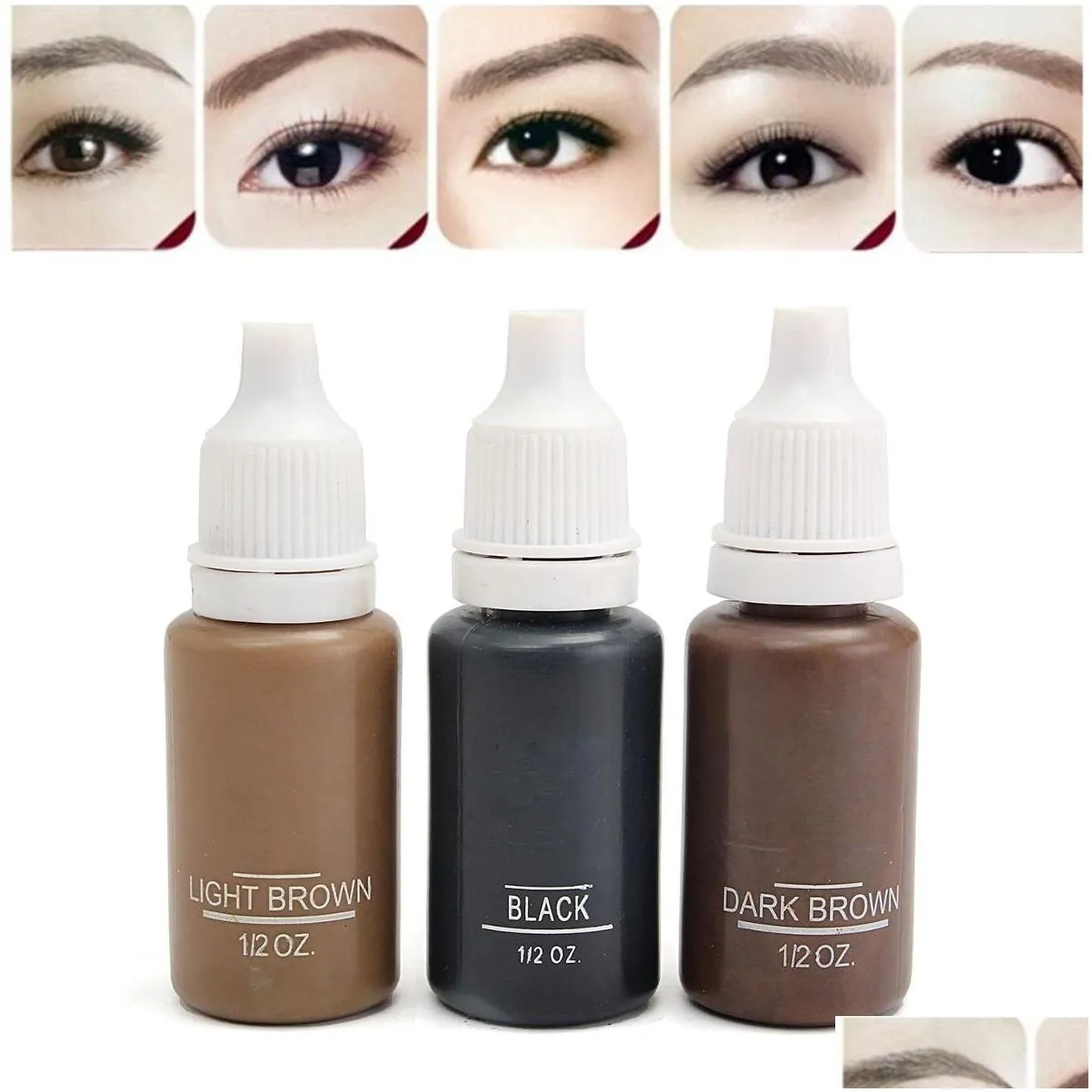 Wholesale 3Pcs/lot Tattoo Ink 3 Different Colors For Permanent Makeup Tattooing Eyebrow Eyeliner Lip 15ml Cosmetic Manual Paint