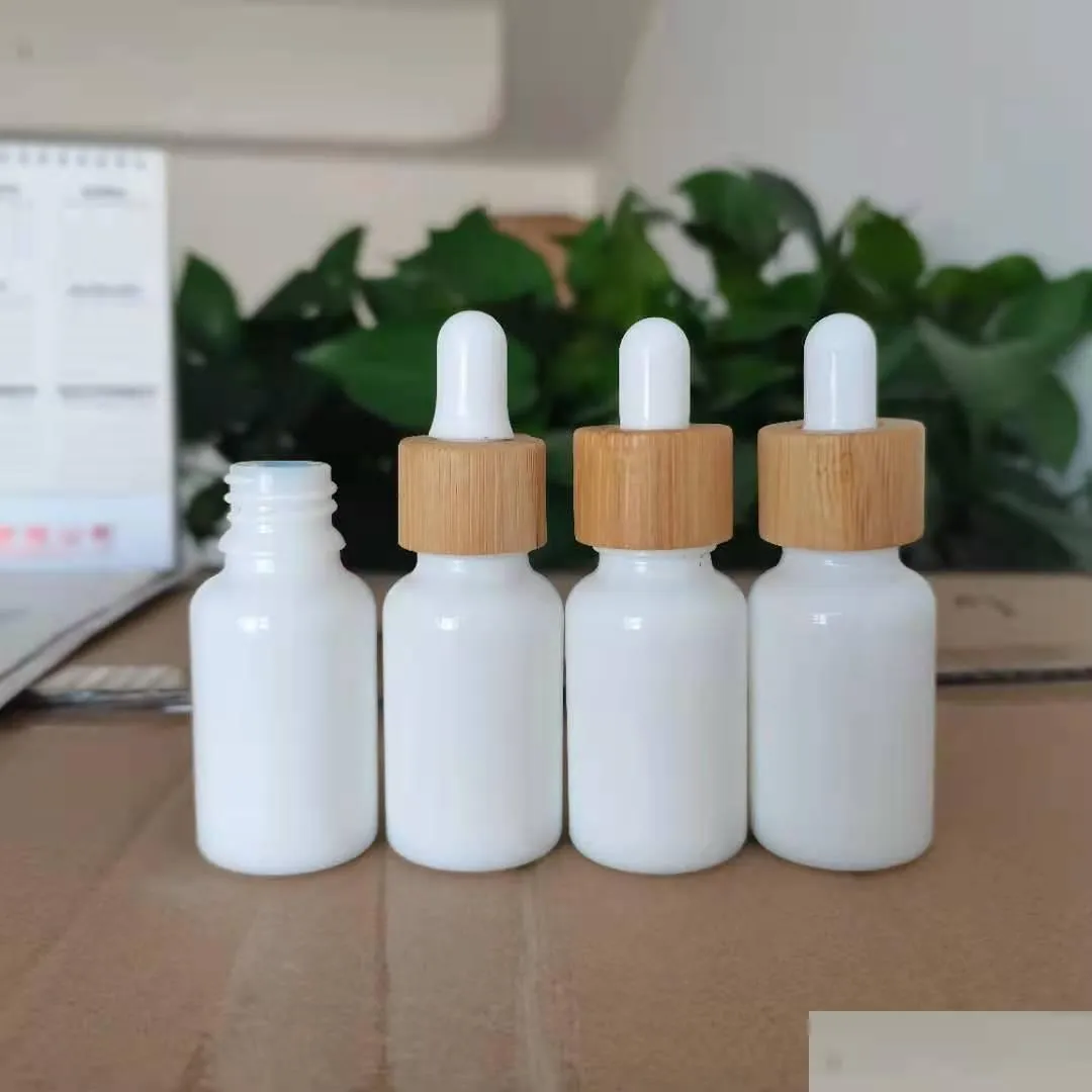 15ml 30ml 50ml opal white glass bottle with bamboo dropper 1oz bamboo essential oil bottle opal glass 300 up