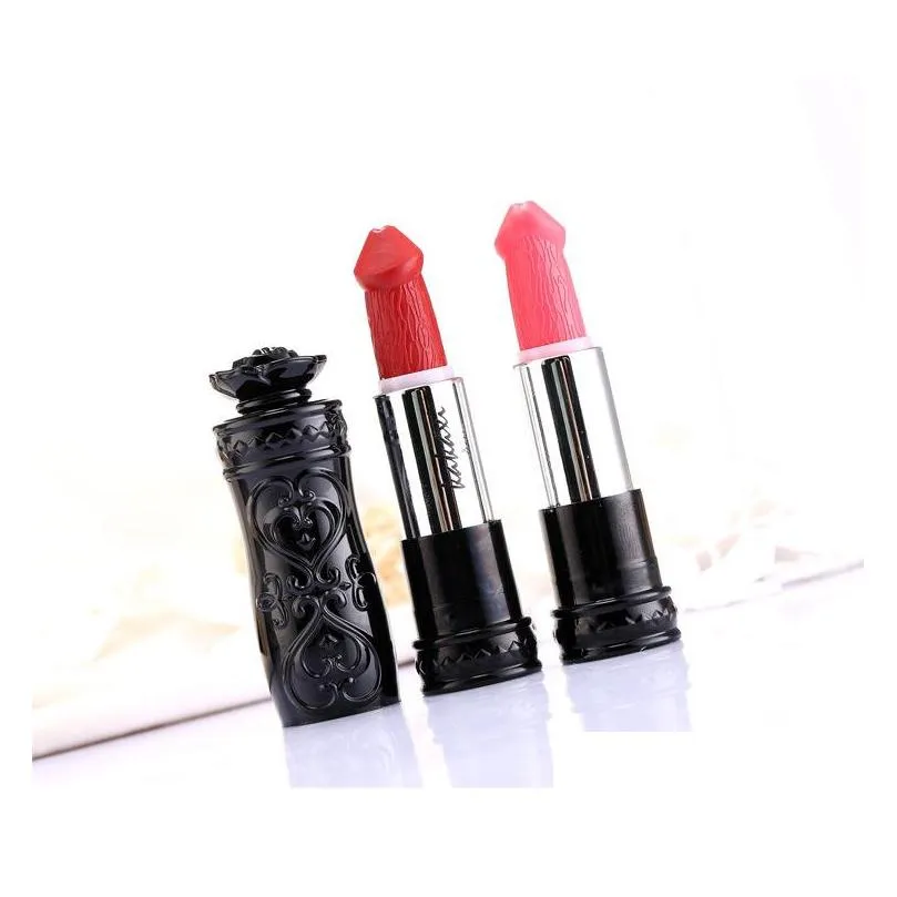 Funny Penis Shape Lips Makeup Lipstick Mushroom Long Lasting Moisture Cosmetic Lipstick Red Lip Matte korean