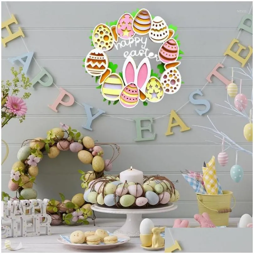 decorative flowers happy easter wreath home outdoor indoor door wall decoration colorful eggs adorable hangings ornament