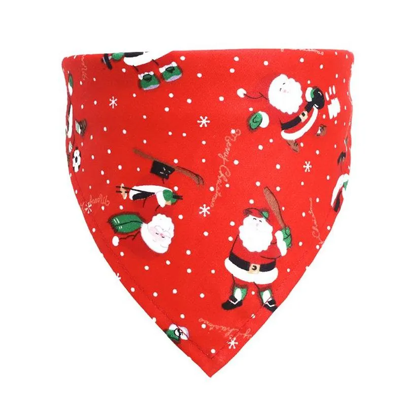 christmas pet saliva towel 7 styles pet cotton triangle scarf pet dog accessories wholesale