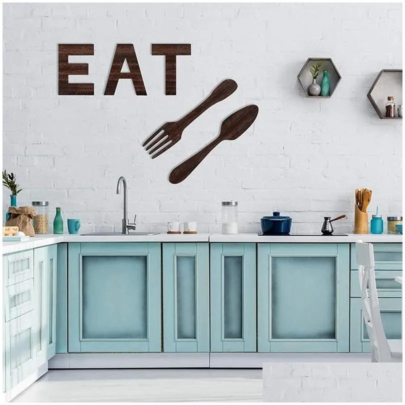 novelty items set of eat sign fork and spoon wall decor rustic wood decoration decoration hang letters for art