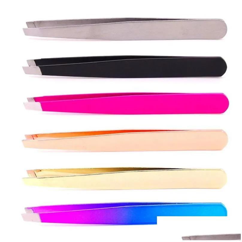 DHL High quality Stainless Steel Tip Eyebrow Tweezers Face Hair Removal Clip Brow Trimmer Makeup Tools in stockl