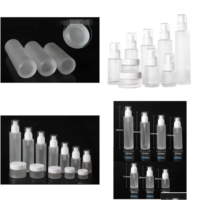 2021 20ml 30ml 40ml 60ml 80ml 100ml 120ml frosted glass cosmetic bottle lotion pump bottle refillable liquid perfume spray bottles