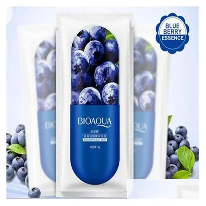 In stock BIOAQUA Facial Jelly Sheet Mask Deep Moisturing Hydrating Face Mask Prevent Blueberry Sakula Sheet Sleep Mask 8g