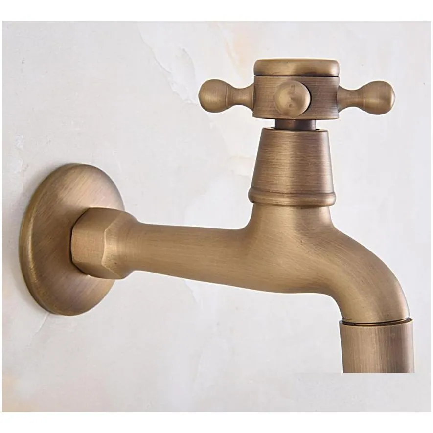 bathroom sink faucets antique brass single cross handle wall mount mop pool faucet /garden water tap / laundry taps mav315