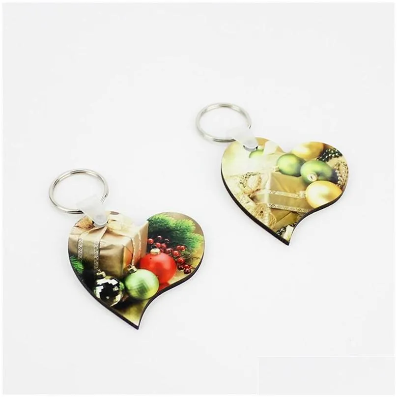 11 styles sublimation blank keychain mdf wooden key pendant thermal transfer doublesided key ring white diy gift key chain