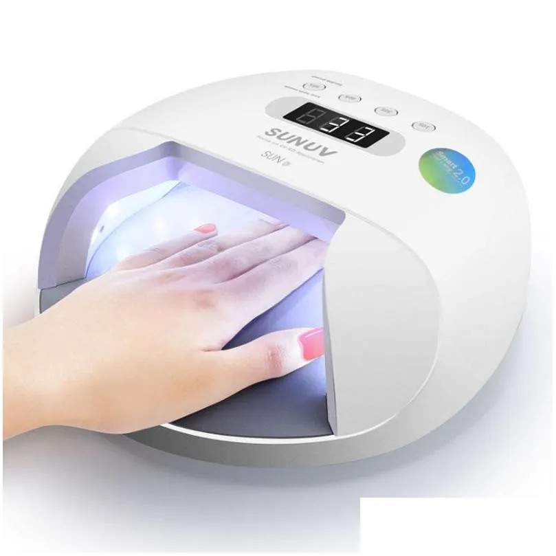 sun uv sun7 48w dual uv led nail lamp nail dryer gel polish curing light with bottom lcd display 10s/30s/60s/99s timer 30 leds