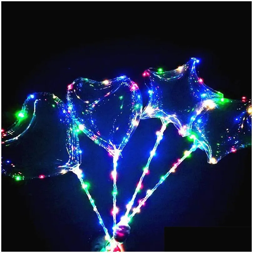 20 inch led balloon with sticks luminous transparent helium bobo ballons wedding birthday party decorations kid led light balloon