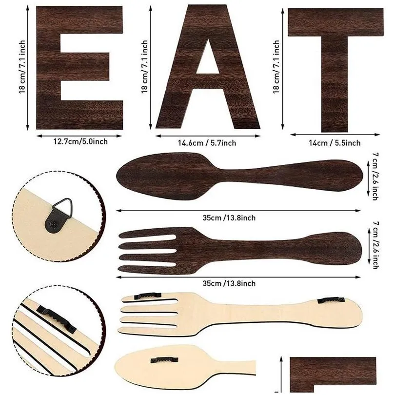 novelty items set of eat sign fork and spoon wall decor rustic wood decoration decoration hang letters for art