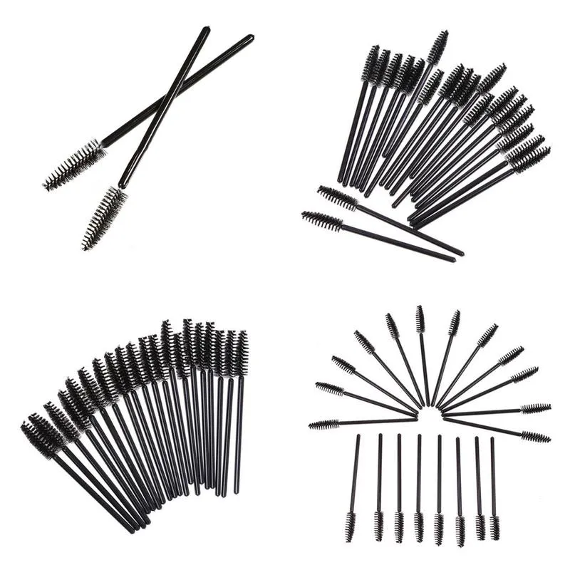 100 pcs x Eyelash Eye Lash Black Disposable Mascara Wand Brush Spoolies Makeup New