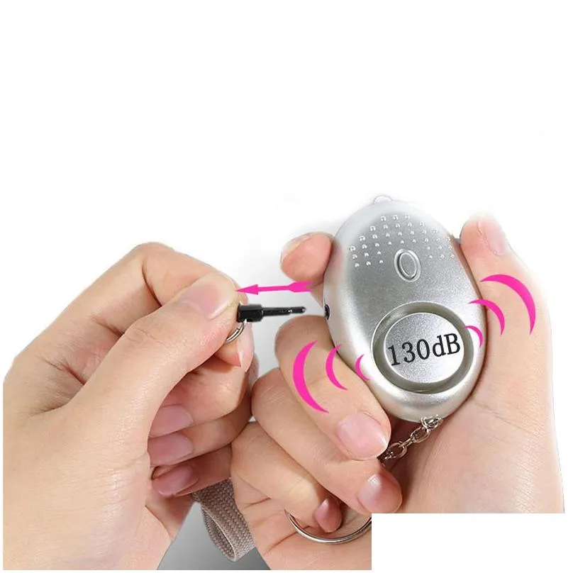 130 db safe sound personal alarm keychain with led lights home self defense electronic device for women girls