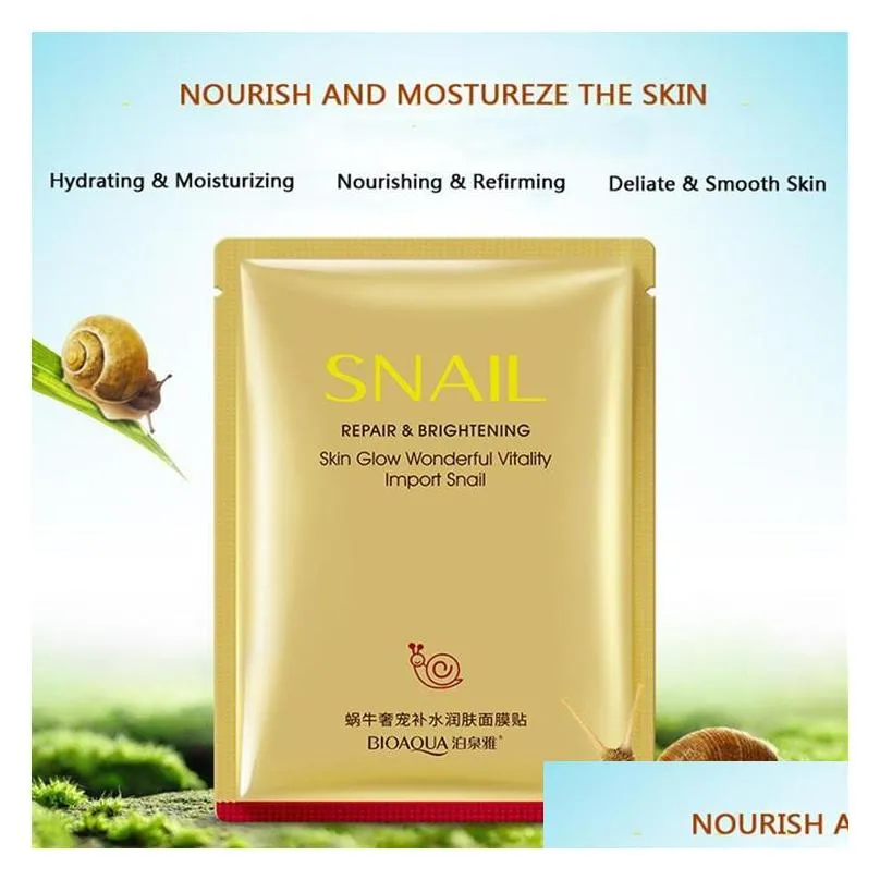 Droshipping Bioaqua snail luxury pet hydrating rejuvenation invisible mask moisturizing slippery oil balance shrink pores beauty mask