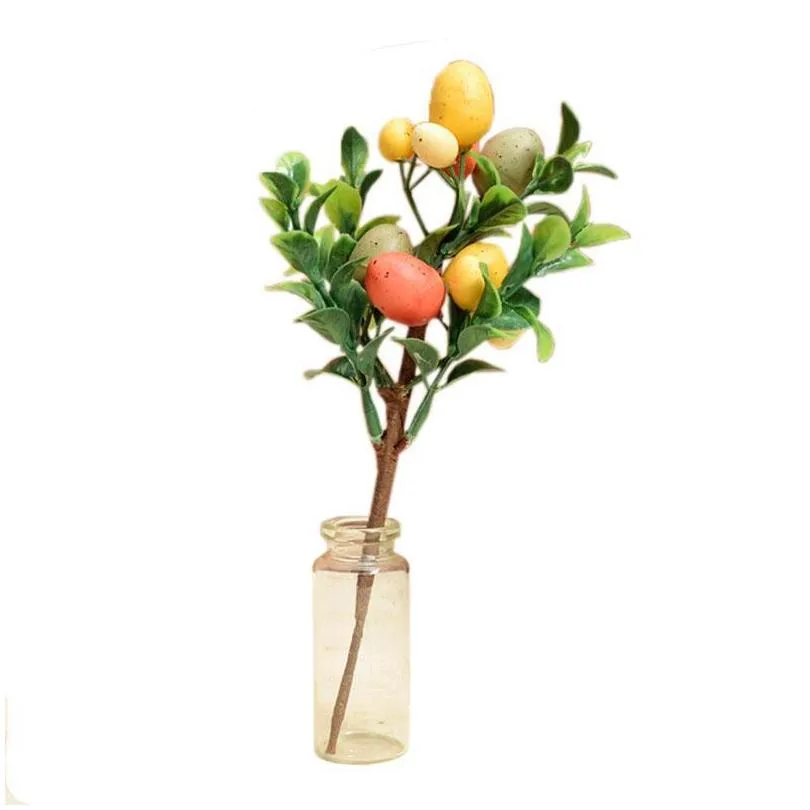 party decoration easter artificial green leaf vase cutting decorations for home eggs flower craft kids gift favor chicks dec