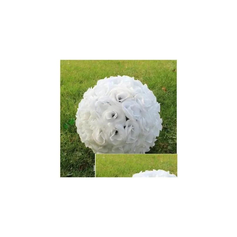  artificial encryption rose silk flower kissing balls large hanging ball christmas ornaments wedding party decorations