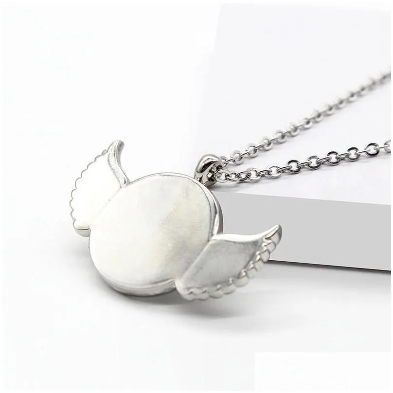 fedex necklace favor sublimation blank angel wing necklaces round jewelry pendant romantic festival valentines day gift for