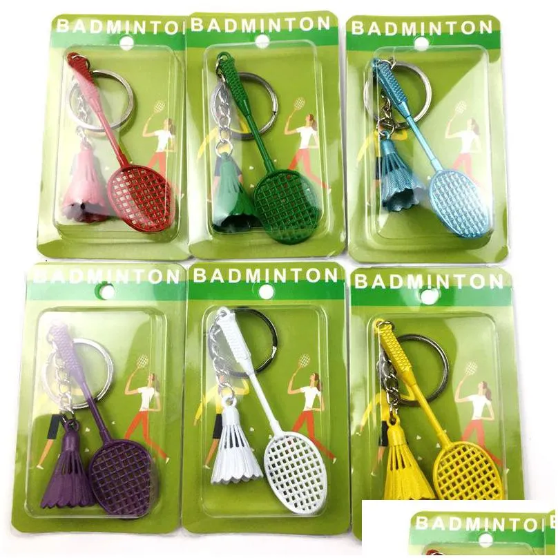 ups creative color badminton key chain pendant simulation alloy badminton racket pendant activity gifts small gifts