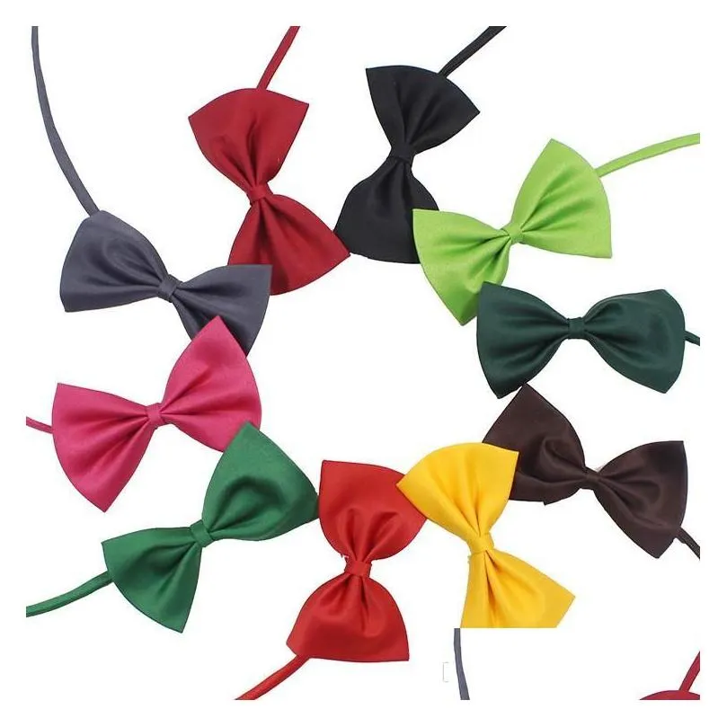 16 colors pet tie dog tie collar flower accessories decoration supplies pure color bowknot necktie