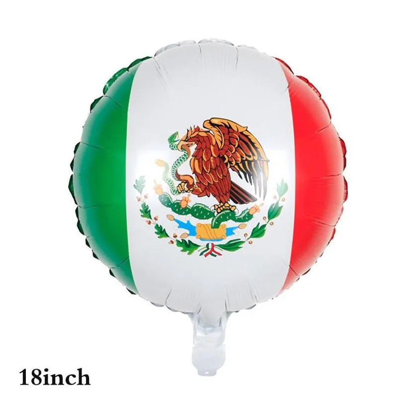 party decoration 50pcs/set mexican flag foil balloons event childrens birthday decorations kids toys baby shower helium globos