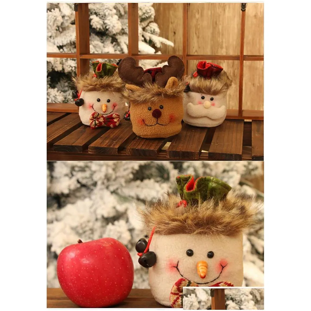 ups christmas candy bag gift drawstring bags santa claus snowman elk bag xmas tree decoration gift  candy pouch