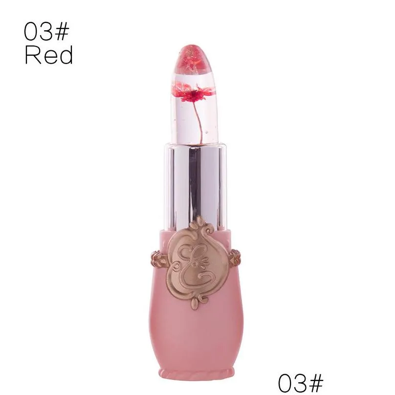 drop ship flower lip moisturizer longlasting jelly flowers lipstick makeup temperature changed colorful lips blam pink transparent