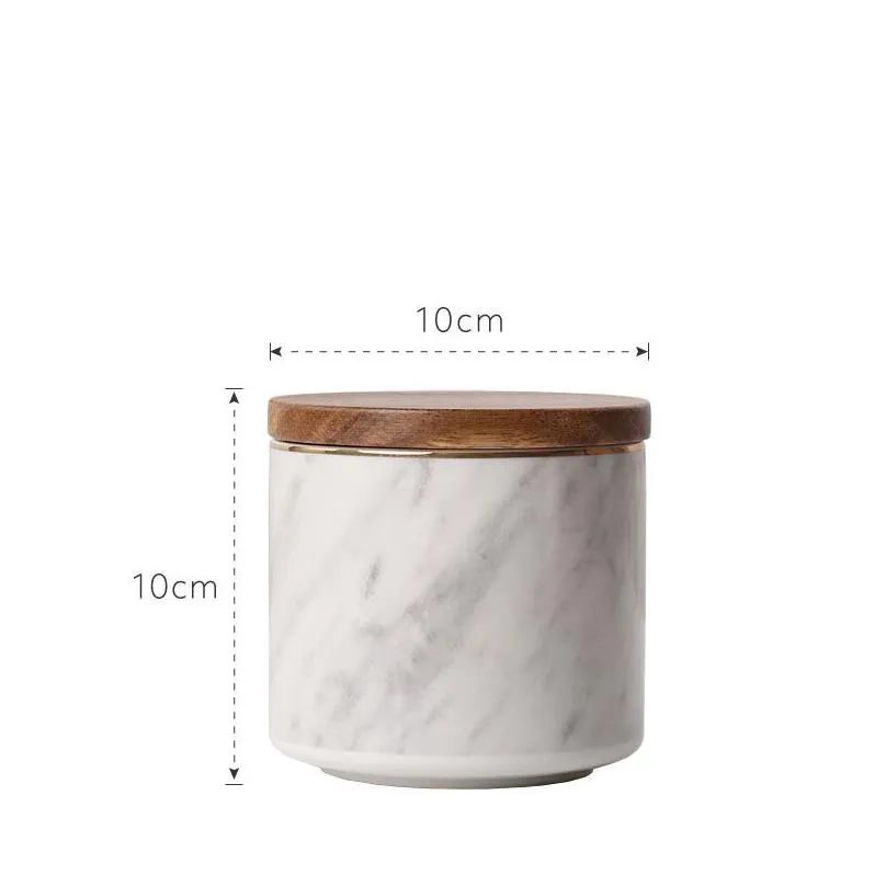 storage bottles ceramic jars with lid golden stroke candy jar european marble texture cereal dispenser cosmetic container home