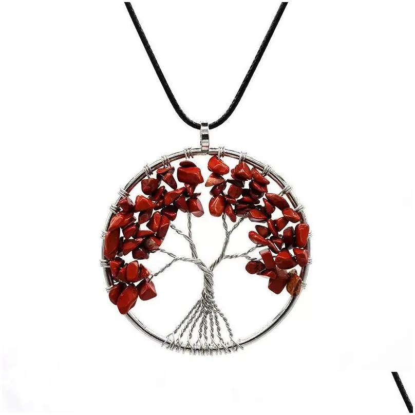 ups creative life tree necklaces natural stone gravel party favor crystal pendant necklace ladies fashion jewelry accessories