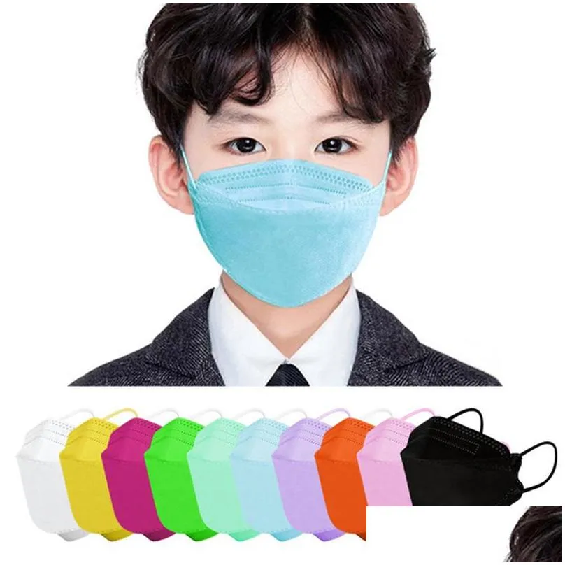 kids kf94 mask 4 layers fish type disposable dust proof masks for student children