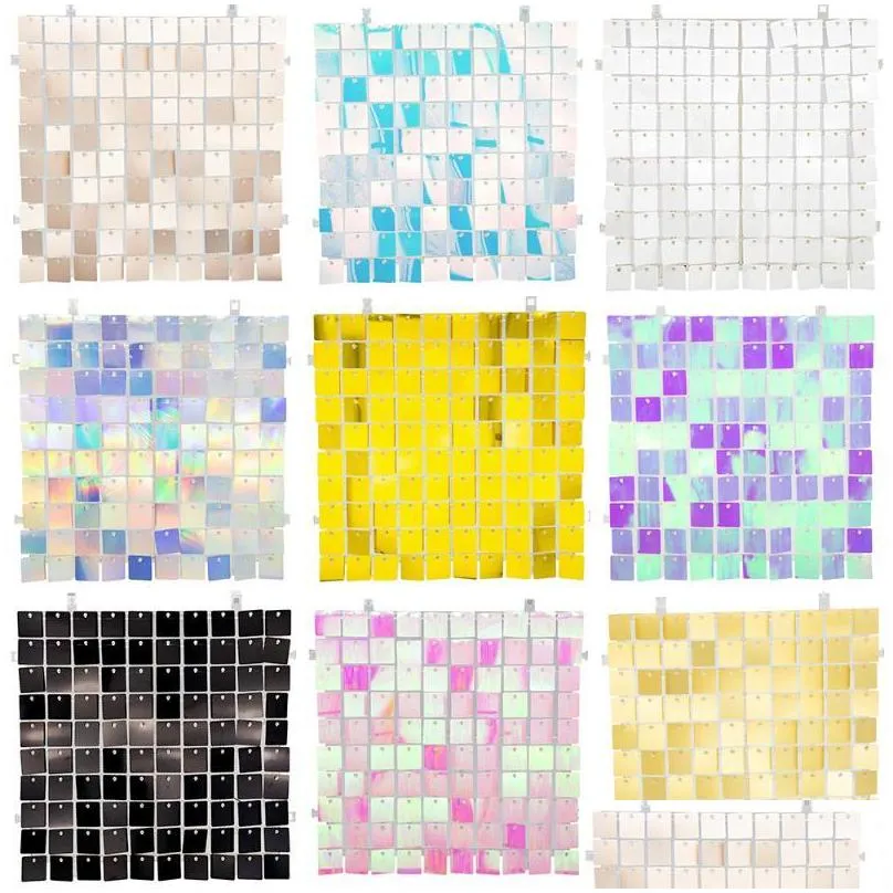 party decoration iridescent sequin backdrop glitter shimmer square panel wall wedding decor baby shower birthday